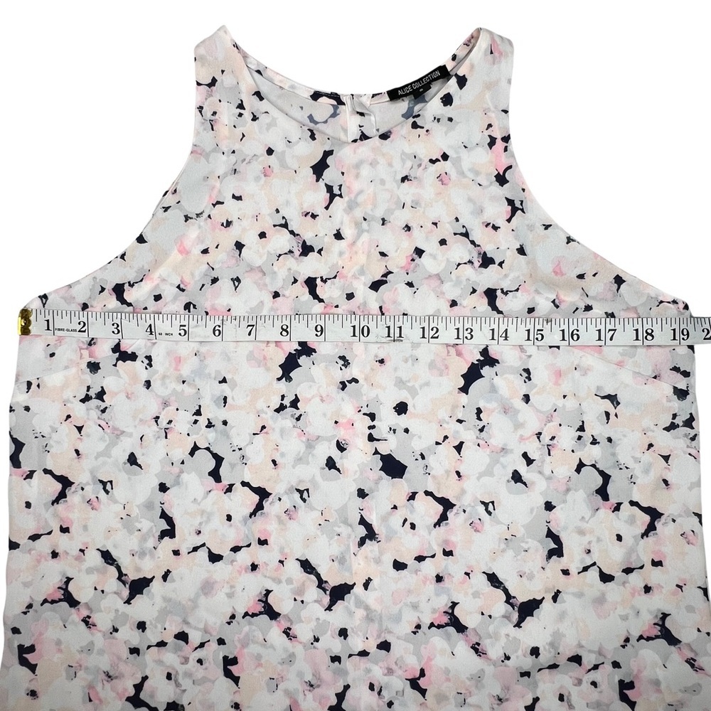 Alice Collection Floral Watercolor Chiffon Sleeveless Blouse White Pink Small S - Picture 7 of 13